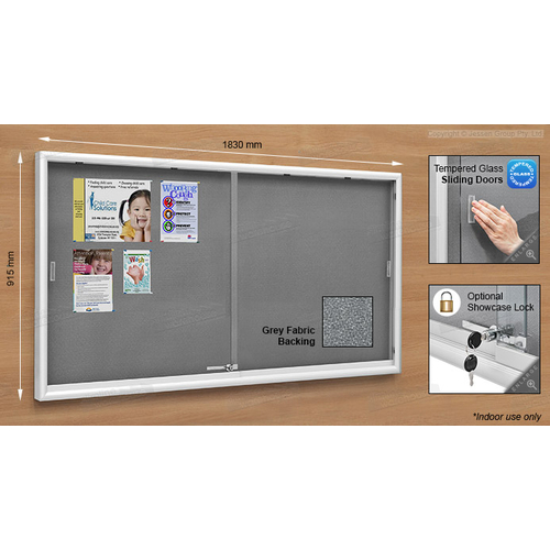 Public Bulletin Board 1830 x 915mm - Double Sliding Doors
