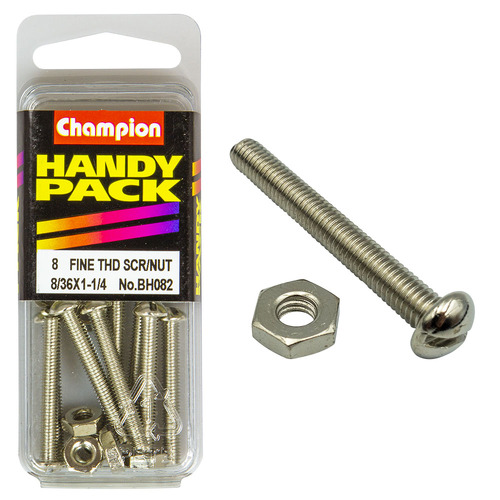 Handy Pack Fine Thread Screw/Nut 8/36x1-1/4" CFT