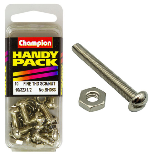 Handy Pack Fine Thread Screw/Nut 10/32x1/2" CFT