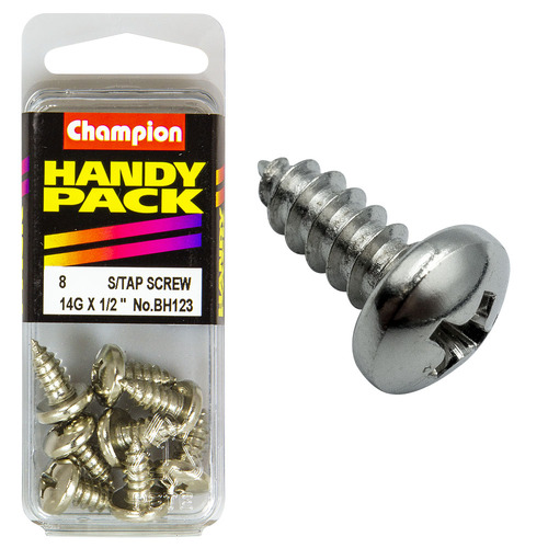 Handy Pack Self Tap Screw Pan Phillips Nickel Plated 14g x 1/2" CST