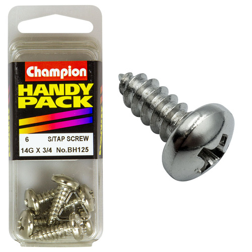 Handy Pack Self Tap Screw Pan Phillips Nickel Plated 14g x 3/4" CST
