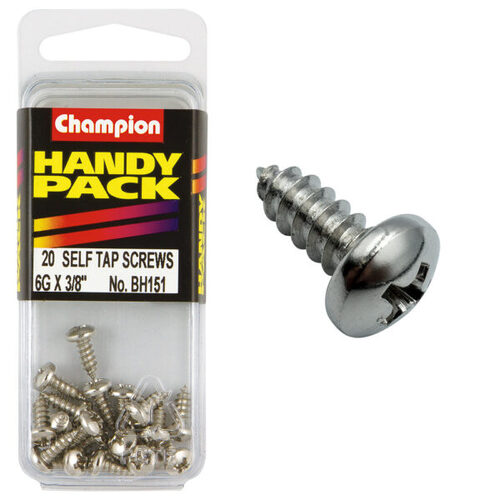 Handy Pack Self Tap Screw Pan Phillips Nickel Plated 6g x 3/8" CST