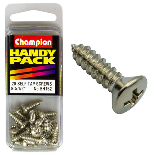 Handy Pack Self Tap Screw Pan Phillips Nickel Plated 8g x 1/2" CST