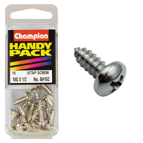 Handy Pack Self Tap Screw Pan Phillips Nickel Plated 10g x 1/2" CST