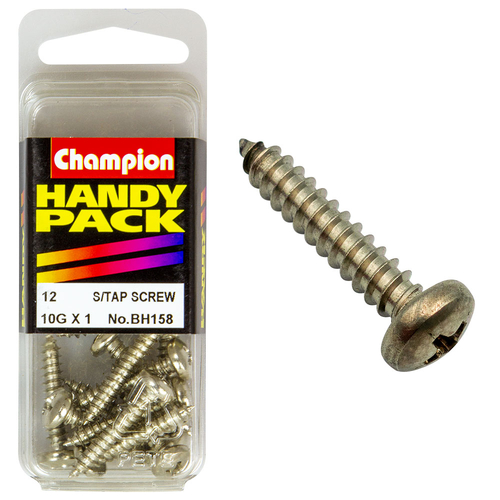 Handy Pk Self Tap Screw Pan Phillips Nickel Plated 10g x 1" CST