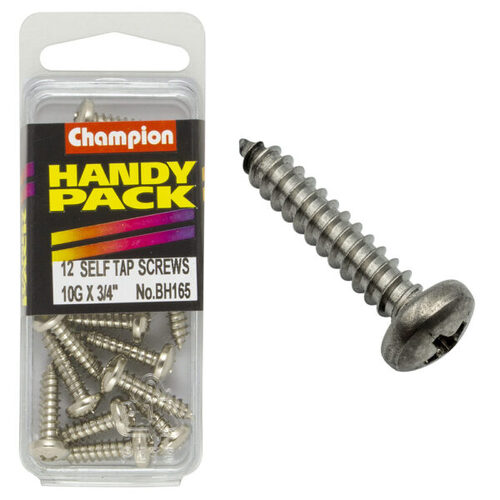 Handy Pack Self Tap Screw Pan Phillips Nickel Plated 10g x 3/4" CST