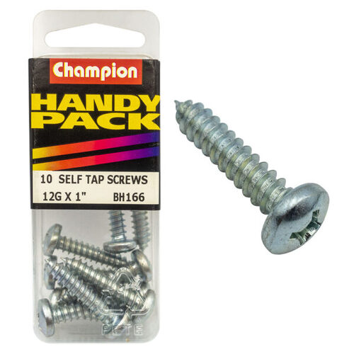 Handy Pack Self Tap Screw Pan Phillips Nickel Plated 12g x 1" CST