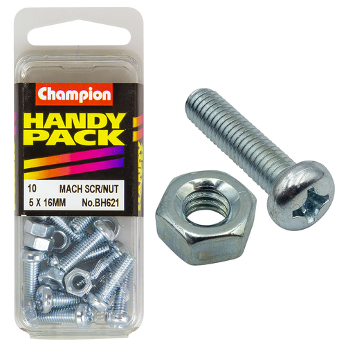 Handy Pack Metric Machine Screw & Nut Pan Phillips M5 x 16mm CMS