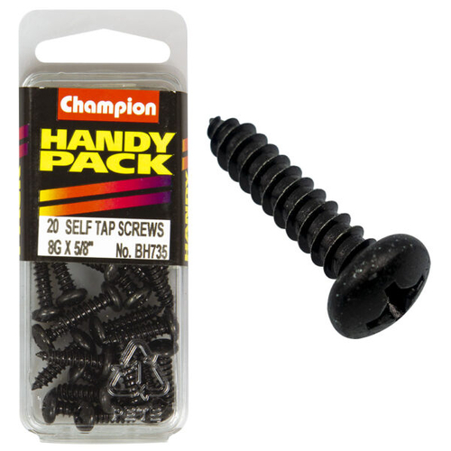 Handy Pack Self Tap Screw Pan Phillips Black Zinc 8g x 5/8" CST