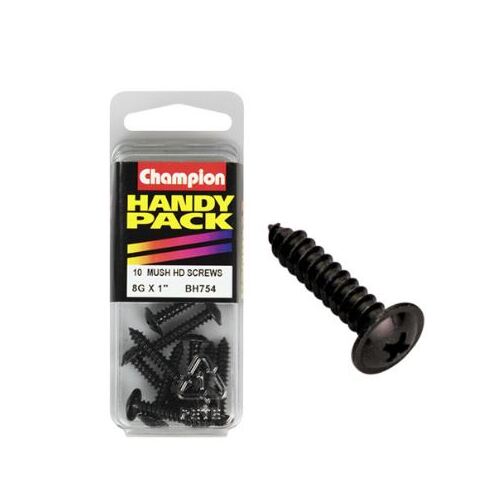 Handy Pack Self Tap Washer Face Black Zinc Screws 8g x 1" CST