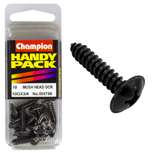 Handy Pack Self Tap Screws Mush Phillips Black 10g x 3/4" CST