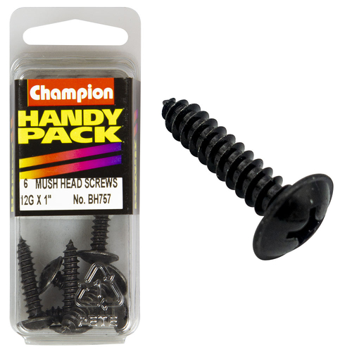 Handy Pack Self Tap Screws Mush Phillips Black 12g x 1" CST