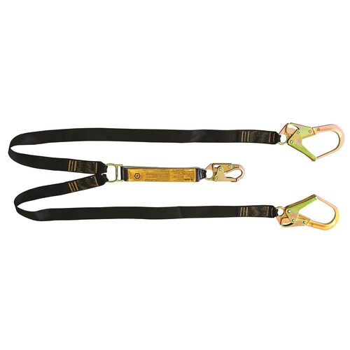B-Safe Shock Absorbing Twin Lanyard With Webbing And Snap/Scaffold Hooks - 2m