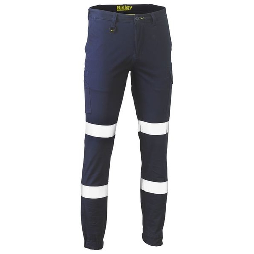 Bisley Taped Biomotion Cotton Drill Cuffed Pants, Regular Nacy 92R - BPC6028TR-N-92R