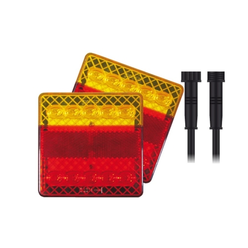 12V Stop/ Tail/ Indicator/ Reflector/ Licence Square 100 x 100mm + BR25B + 7TPF + 7TPR 8X5 Trailer Kit with LEDLink Harness
