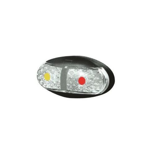 10-30V Oval 60 x 30mm Clear Lens light Red/Amber Black Base Blister Pack 2.5mt Cable