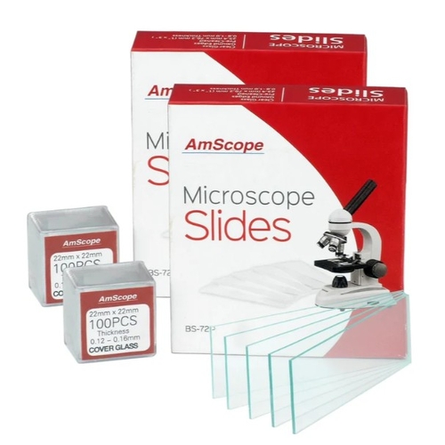 AMSCOPE BS-144P-200S-22 Rectangular Blank Slides Cover Slips 144/200 Count - BS-144P-200S-22