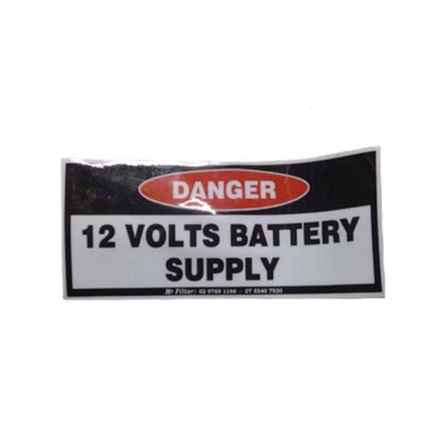 12 Volt Battery Supply Sticker
