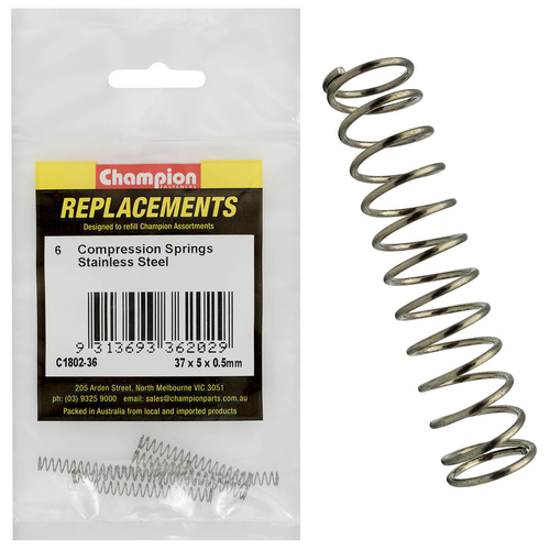 Compression Spring - Stainless Steel - 37x5x0.5mm-316/A4