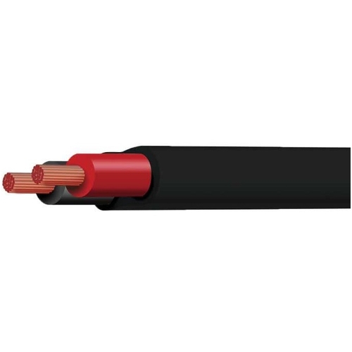 2.5mm Twin Core Cable, Red/Black With Black Sheath - 100m Roll - CB025A2-100BKRD