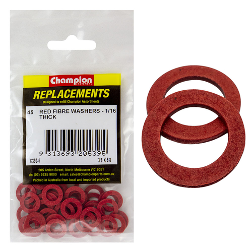 Washers Flat Fibre 3/8> X 5/8" X 1/16" 100Pk - CFW166