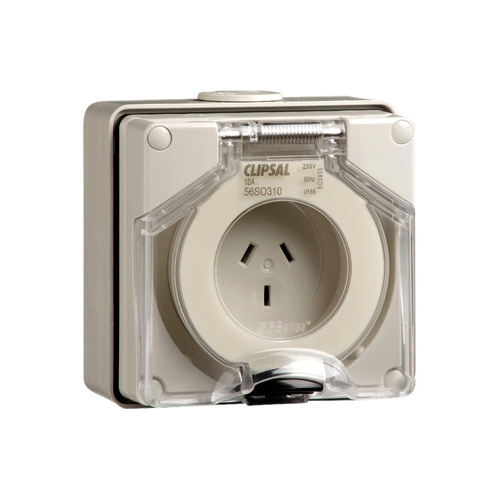 Clipsal Easy56 Flat 3 Pin 10A Wall Socket - CLEY56SO310