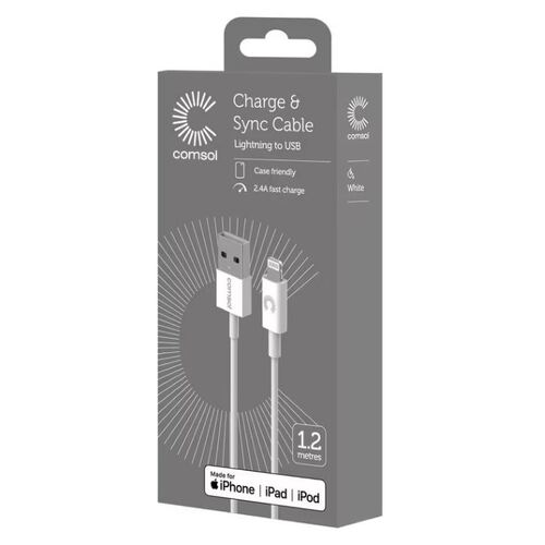Comsol Lightning to USB Cable 1.2m White