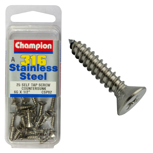 Self Tapp Screws-Csk-Phillips-Stainless Steel-3.5X13Mm-316/A4