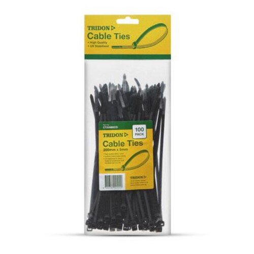 200mm x 5mm Cable Ties Black Tridon