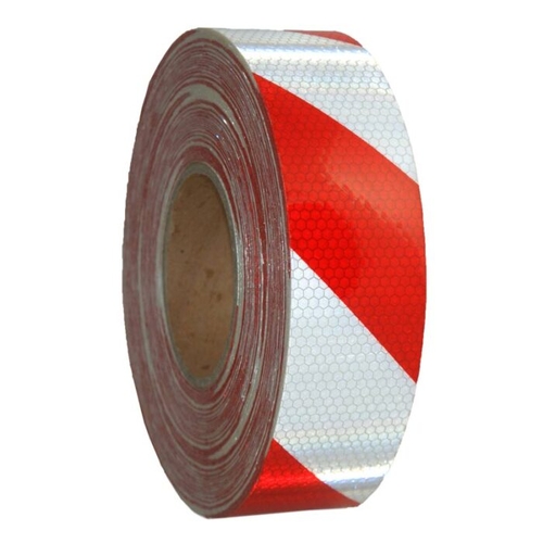 50mm Class 1 Fluro Red/White Reflective Tape 1m