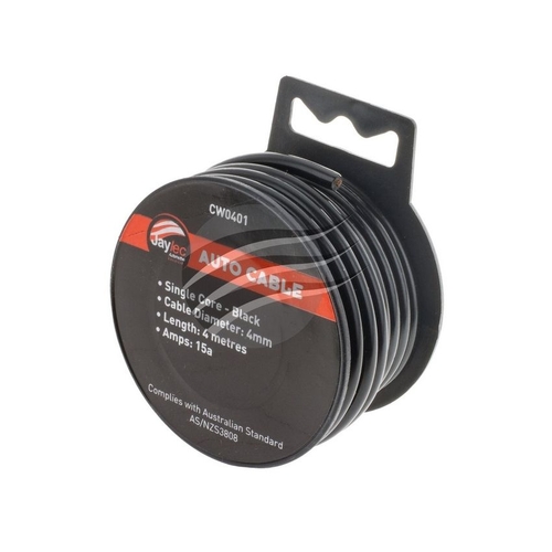 4mm Single Core Cable Black 4M