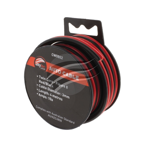 3mm Twin Core Cable Red/Black 4M