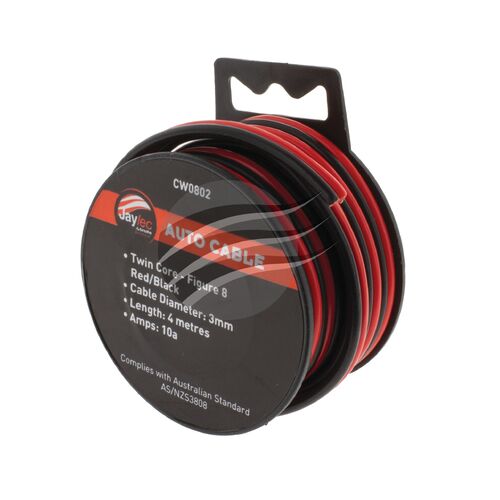 3Mm Figure 8 Red / Black 4M (14/0.32) 10Amps Hang Type