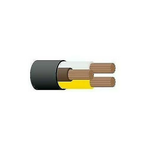 3mm Three Core Cable White Yellow Brown With Black Sheath 30M