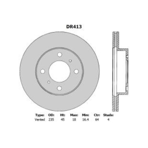 Brake Rotor Vented - DR413