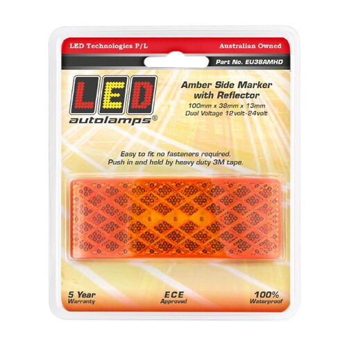 Led Supplementary Side Marker Lamp Amber 12/24V, 3M Tape Base