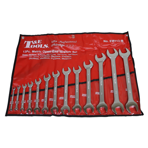 No.EW113-M - 13 Piece Metric Open-End Wrench Set