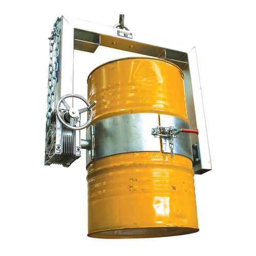 400kg Rated Industrial Drum Rotator - Forklift Attachment - Hand Wheel Operated - EWDBR40H