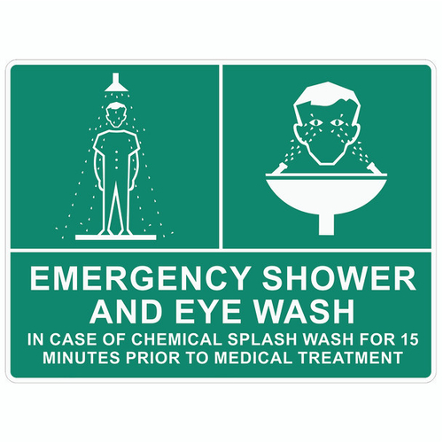 Emergency Shower & Eye Wash Station Sign - Poly 300mm x 450mm