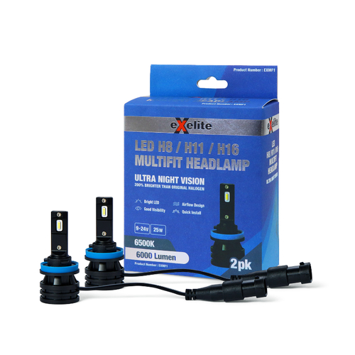 H8 H9 H11 H16 Led Headlight Globe Pair - EXMF1