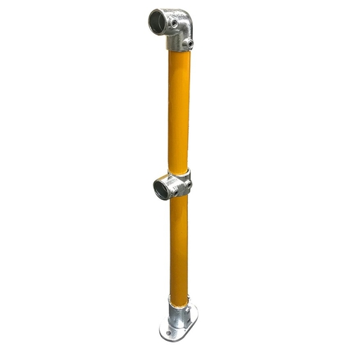 EZY101, EZY125, EZY132 Ezyrail - End Stanchion w/ Base Fixing Plate - Yellow Powder Coated Steel - EZYEPY