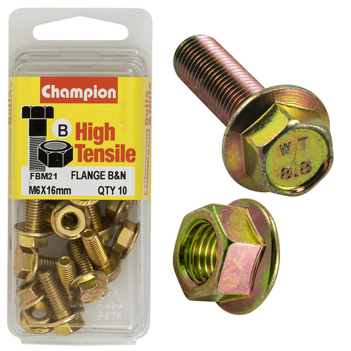 Hex Set Screws & Nuts  High Tensile  Flanged  10Af  M6 X 16Mm  Grade 8.8