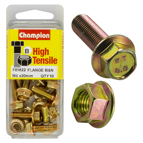 Hex Set Screws & Nuts  High Tensile  Flanged  10Af  M6 X 20Mm  Grade 8.8