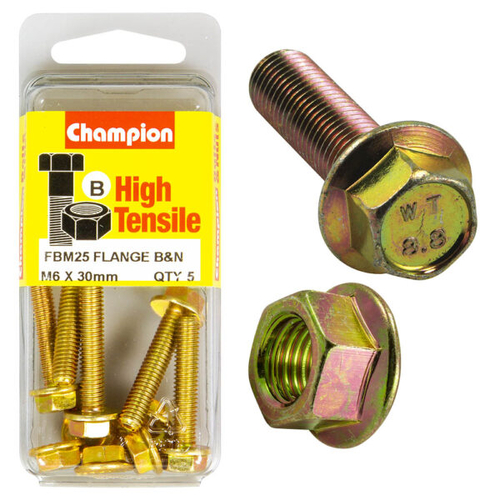 Hex Set Screws & Nuts  High Tensile  Flanged  10Af  M6 X 30Mm  Grade 8.8
