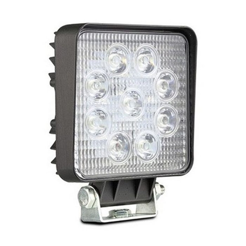 Led Square Worklamp Flood Beam 9-32V 27 Watt 9 Leds Black Housing