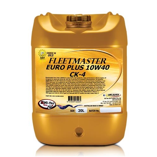 Fleetmaster Euro Plus 10w/40 CK-4 20ltr - FME1040-20LT