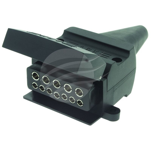 12 Pin Flat Trailer Socket Plastic Black Lid