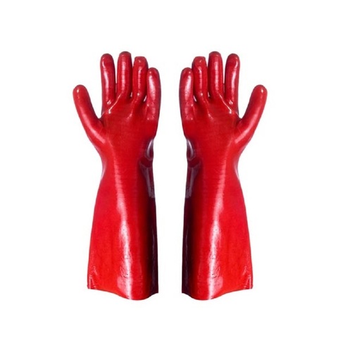Red Pvc Single Dipped 45Cm Gloves 1 Pair