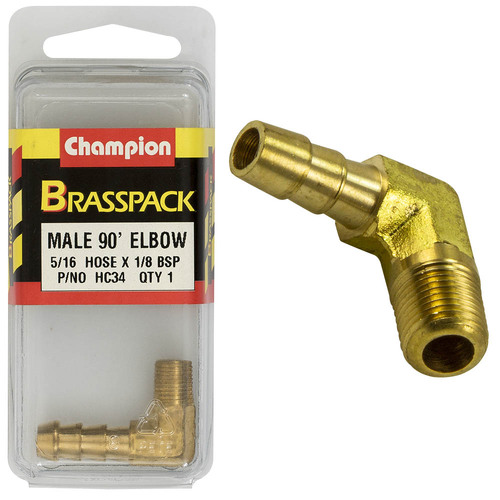 Hose Tails Elbows – Male – Brass – 90 Degree – 5/16″ X 1/8″