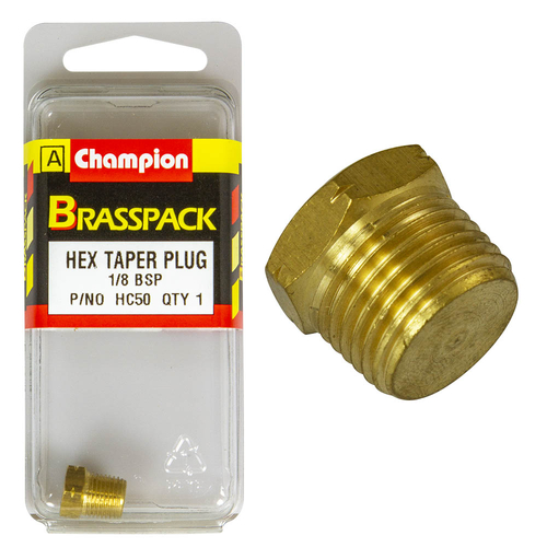 1/8 BSP Hex Taper Plug Blister